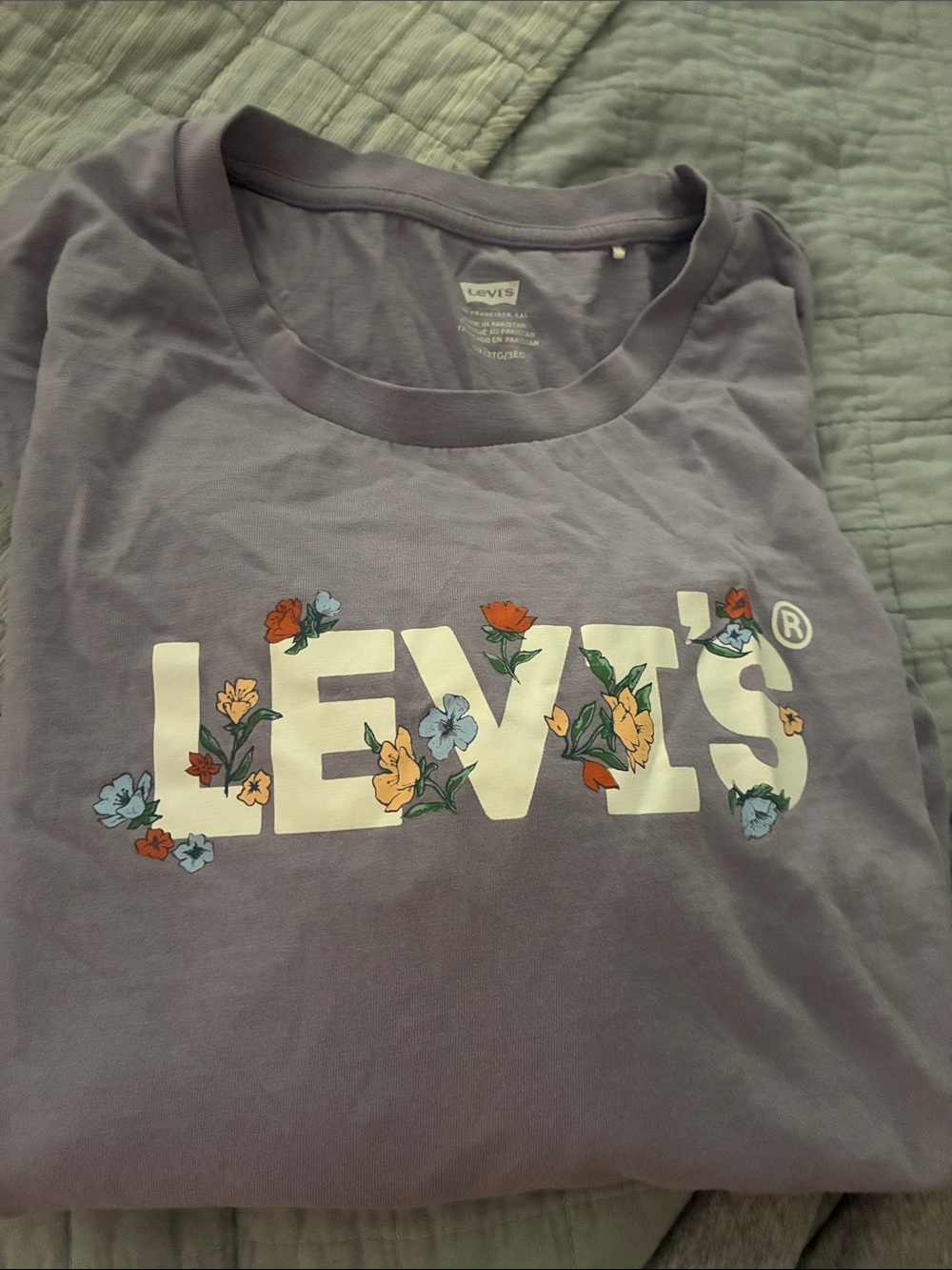 Levi's Lavender Short Sleeve Tee with Floral Logo